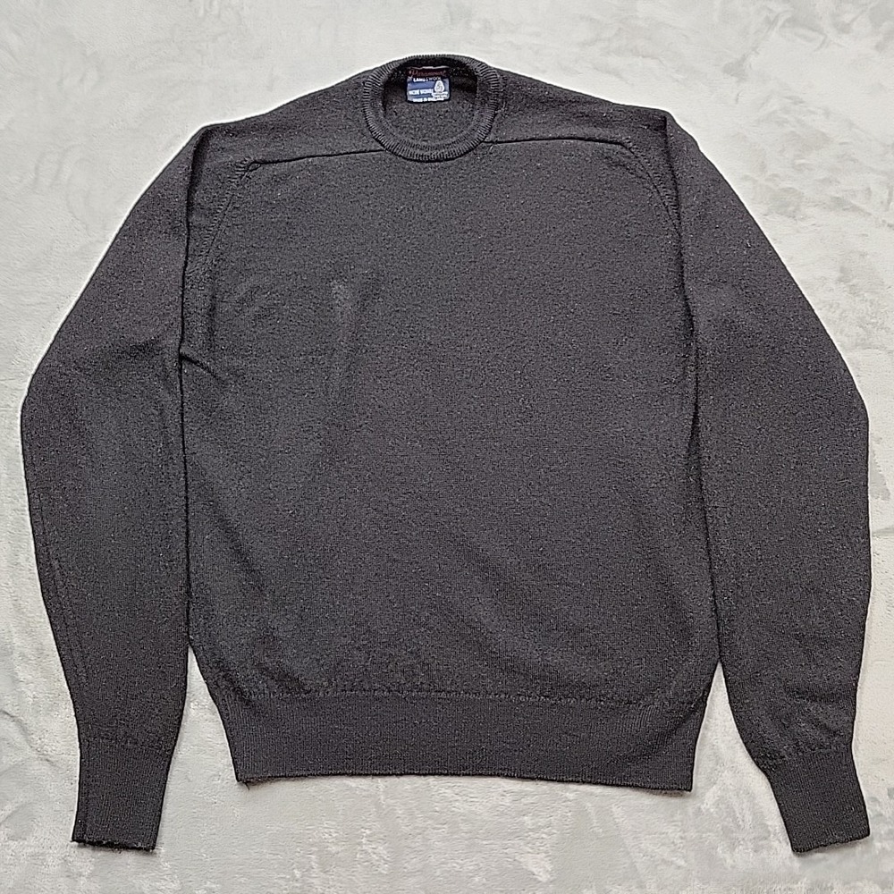 VTG Paramount Sweater Mens Large Black Crewneck Lambswool Made In England